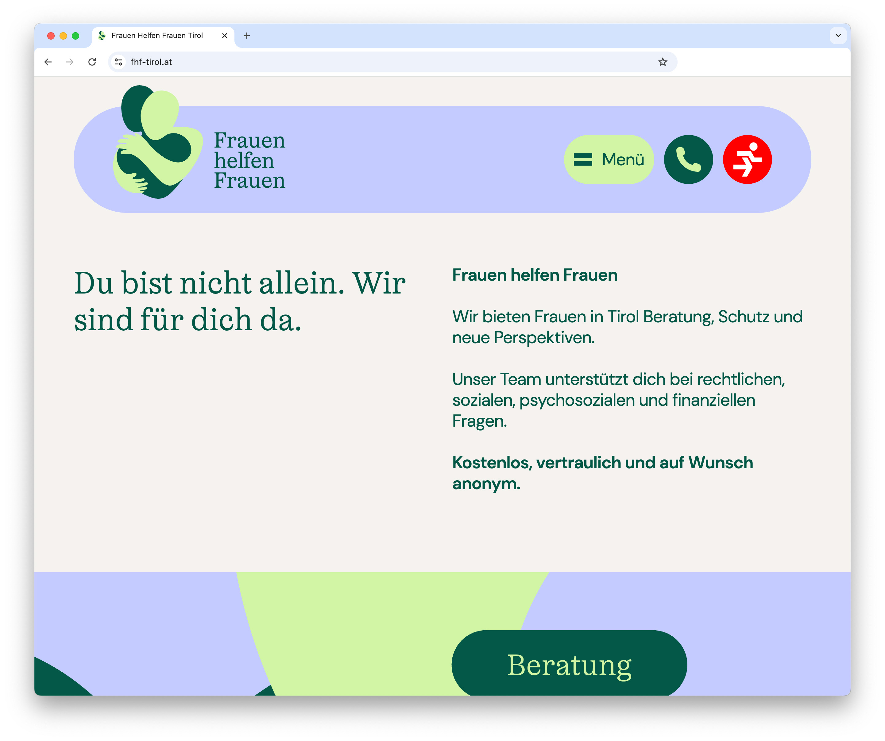 Screenshot Frauen helfen Frauen Tirol