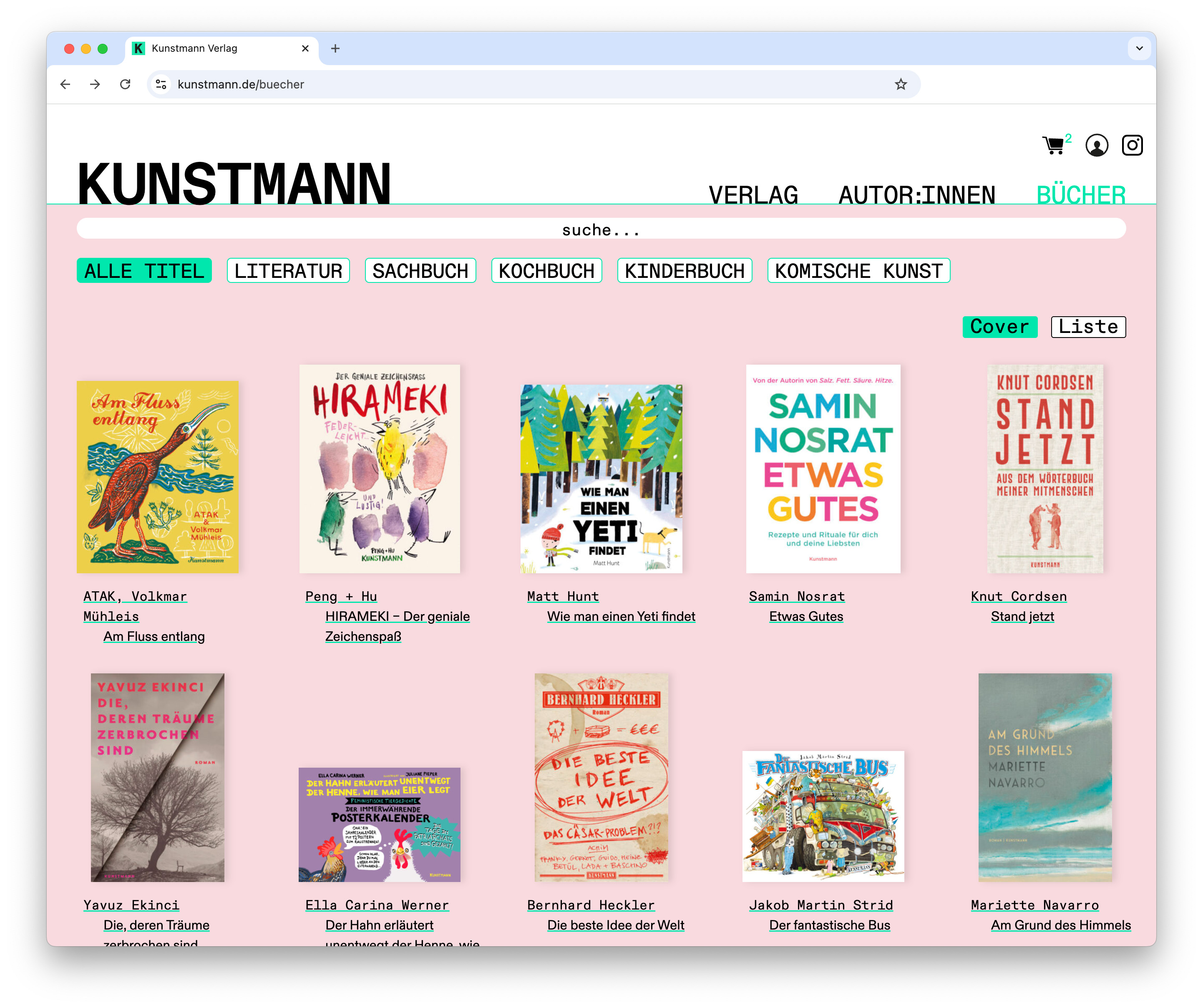 Screenshot KUNSTMANN Verlag